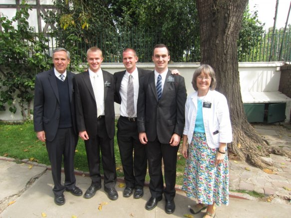 Elder Neser with President Essig, his wife and other Chilean missionaries